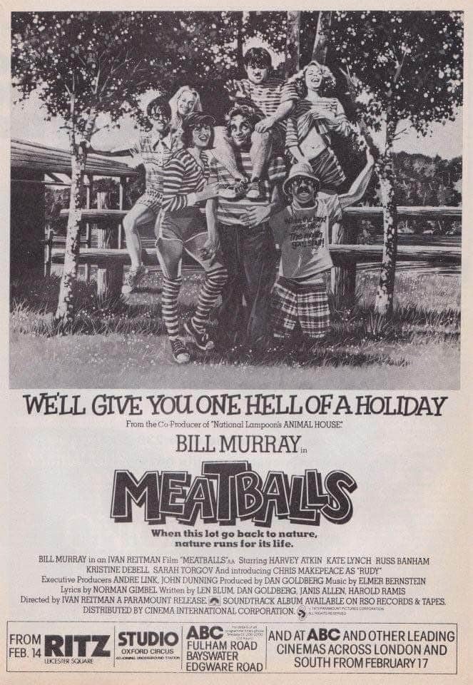 Forty-four years ago today, they gave London cinema audiences one hell of a holiday… #Meatballs #BillMurray #IvanReitman #KateLynch #1970s #comedy #film #films