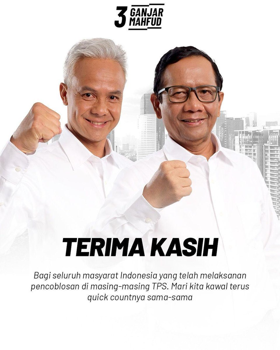 Hari ini 14 Februari Rakyat telah berikan amanahnya melalui pencoblosan di TPS sampai jam 1. Sekarang kita jaga suara kita kita kawal agar tdk ada kecurangan. Selamatkan suara 03 Ganjar - Mahfud 🤟. 

#GanjarMahfud2024
#GanjarPresidenRakyat
#Pemilu2024 
#Pilpres2024