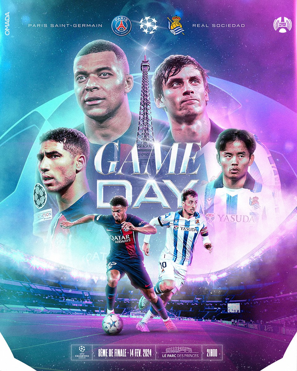 𝐂𝐇𝐀𝐌𝐏𝐈𝐎𝐍𝐒 𝐋𝐄𝐀𝐆𝐔𝐄 𝐃𝐀𝐘 ! 💥⚽️

🔵🔴 <a href="/PSG_inside/">Paris Saint-Germain</a> 🆚 <a href="/RealSociedad/">Real Sociedad Fútbol</a> 🔵⚪️ 

Grand rendez-vous, grande affiche. Dernière création pour Paris No Limit (700K followers), plus gros compte fan d’un club français. ⚡️📂

🎨 Agence Omada
#PSGRSO #LigueDesChampions #LDC