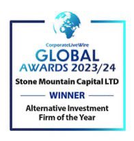 Stone Mountain Capital delighted to be awarded ‘#Alternative #Investment Firm of the Year’ in the @CorpLiveWire Global Awards 2023/24 @stonemountainuk @stonemountaincp @stonemountainch @stonemountainae @stonemountaincv #hedgefunds #VC #fintech #blockchain stonemountain-capital.net/news/stone-mou…