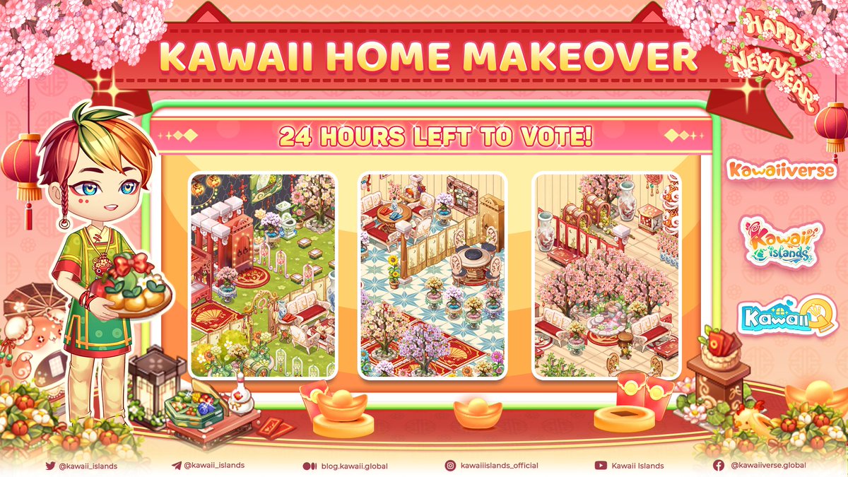 kawaii_islands's tweet photo. 🌟 Last Day: Vote in Kawaiiverse's Lunar New Year Makeover! ⏳

Only 1 day left to pick your best designs before voting ends Feb 15, 03:00 UTC. 
🎉 Your vote counts! Top 100 could win up to 1698 $USD. 

Details 👉 https://t.co/qnIO9Sm3nj

$KWT #Kawaiiverse #Metaverse #NFT #Event #Decor