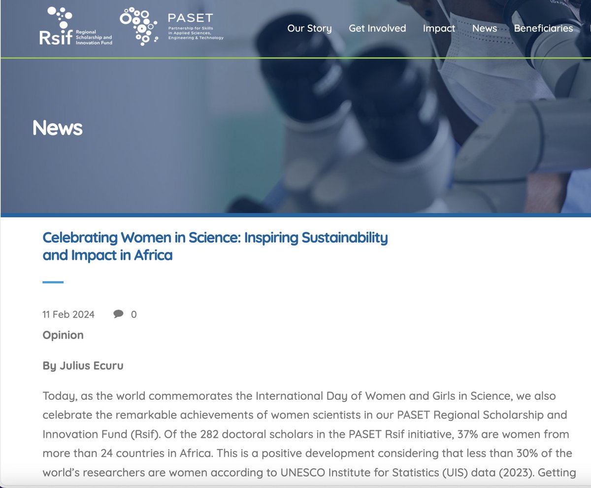 As we wind down on #IDWGIS, <a href="/jecuru/">Jesus Cuevas</a> reflects on the need for dedicated efforts on advancing women in science, and the success of <a href="/PasetRsif/">Research. Innovate. Transform</a>, managed by <a href="/icipe/">icipe</a>. 

👉👉rsif-paset.org/celebrating-wo… <a href="/OHRECA_ILRI/">One Health Centre in Africa</a> <a href="/GAHAMANYI6/">GAHAMANYI Noel, PhD</a> <a href="/the_ACEProject/">Africa Higher Ed. Centers of Excellence-ACE Impact</a> <a href="/BarbaraZawedde/">Barbara M Zawedde</a> <a href="/SciComNigeria/">Science Comm Hub Nigeria</a>