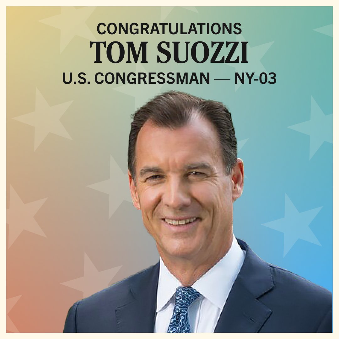 Democrat @Tom_Suozzi won New York's 3rd Congressional District—previously George Santos' seat. Congratulations!