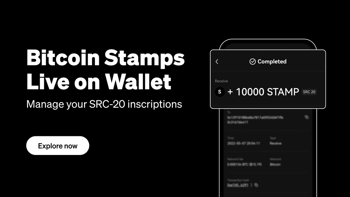 wallet's tweet photo. Stamps army where you at? We've got exciting news for you!

The viewing and transferring of SRC-20 tokens is now supported on the #OKXWeb3 Wallet:
✅ In-built UTXO Management
✅ Network and protocol labels
✅ Available on both app and web

Explore now: https://t.co/ie8HwbIGYI https://t.co/HGlbUTmMga