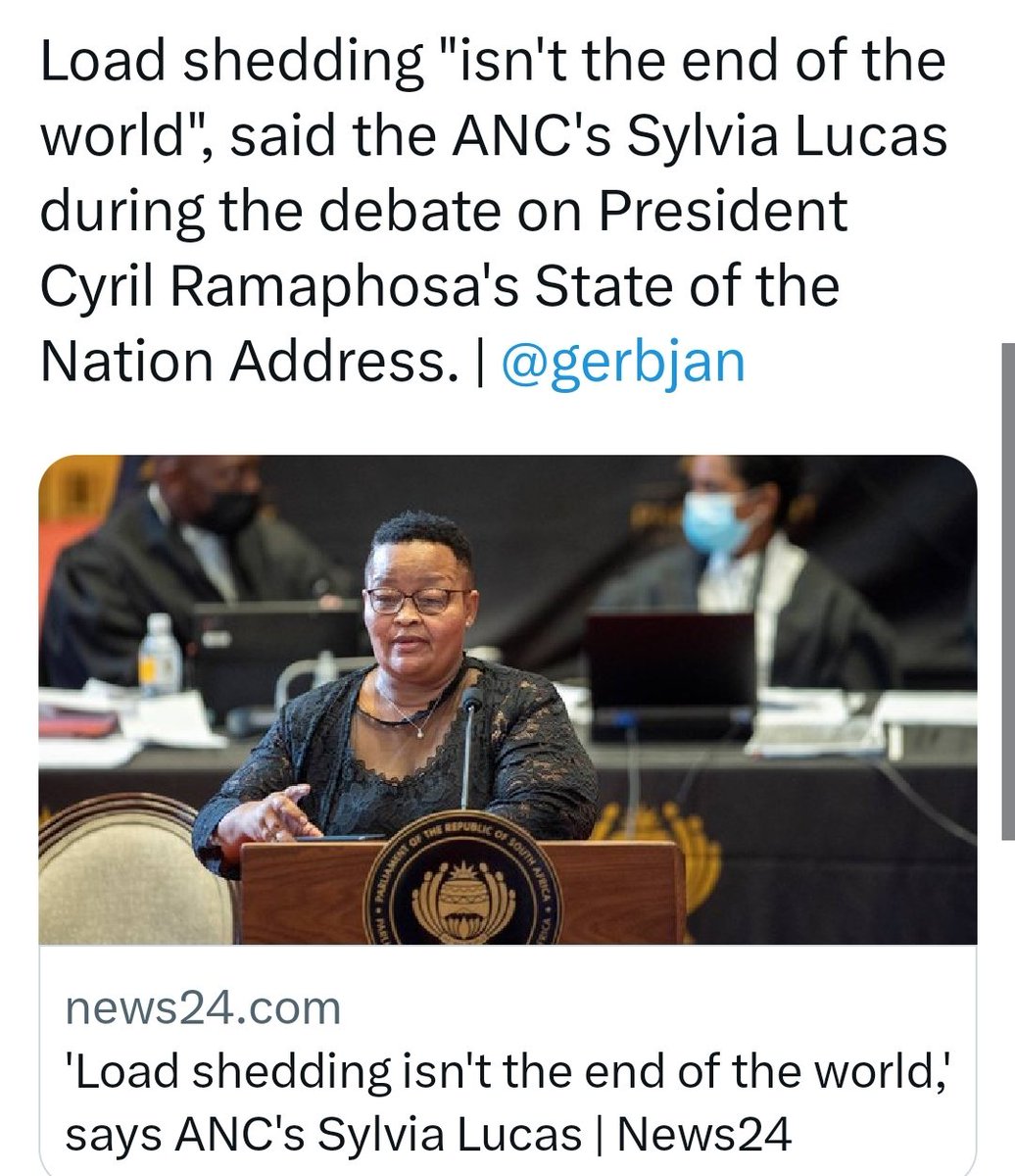 Gentlements's tweet photo. People lost their jobs to support their families and lost their business because of loadshedding. The ANC of Ramaphosa says it is not the end of the world. The ANC of Ramaphosa is showing pure arrogance and don't care about the people who voted for them. https://t.co/grWuK2SjsW