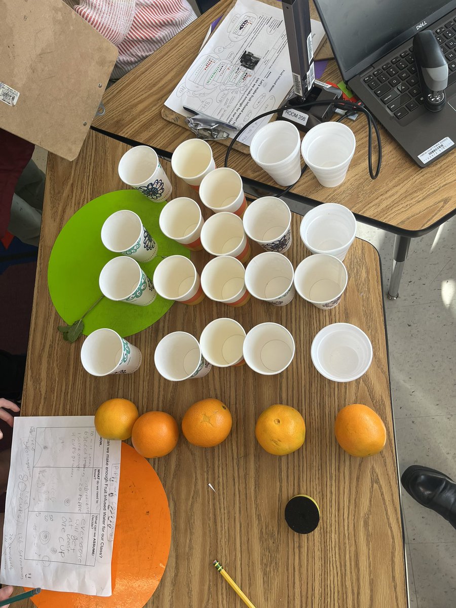 completemath's tweet image. Got fruit infused water? 🍓 🍊 Lesson Study @Herndon_ES Nothing gives me more joy than to celebrate teachers &amp;amp; students doing mathematics! Ms Taylor was awesome in sustaining cognitive demand &amp;amp; 3rd graders were super persistent problem solvers!Scaling up a recipe to be healthy!