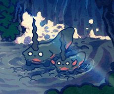 no humans pokemon (creature) water outdoors night nature open mouth  illustration images