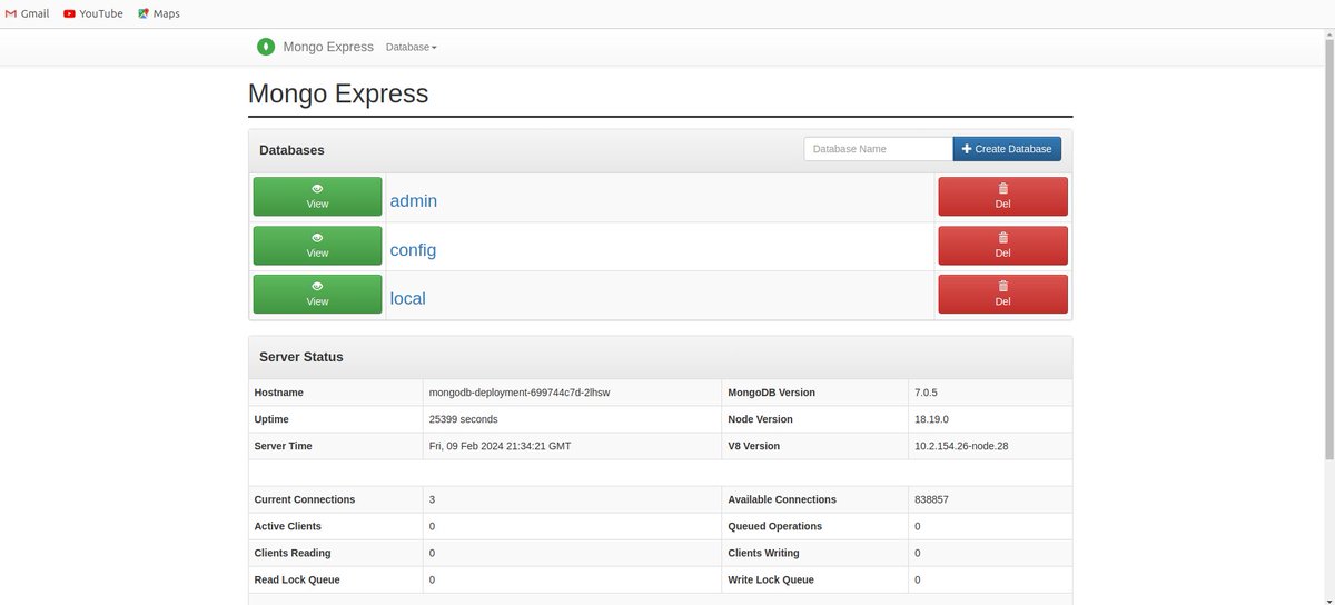bog_reaper's tweet photo. 🚀 Just launched my MongoDB and Mongo Express deployment on Kubernetes using Minikube! 💻 Check out the screenshot below to see the magic in action! #Kubernetes #Minikube #MongoDB #MongoExpress #DevOps #DevSecOps https://t.co/aRLzO19xsu