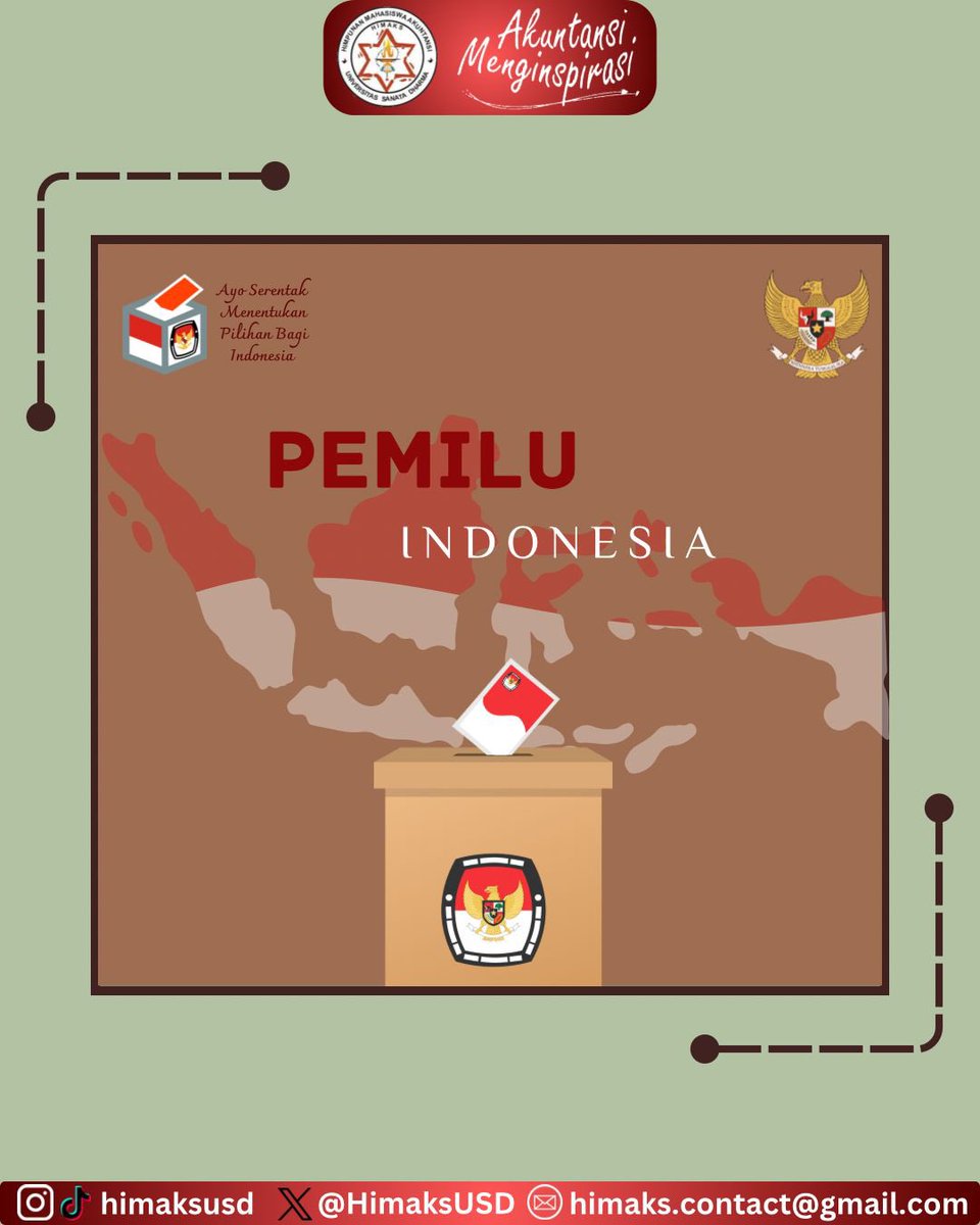 [PEMILU INDONESIA 2024]

Haiii Haiii sobat akuntansi👋🏻👋🏻

Jangan lupa menggunakan hak suara milik kalian untuk menentukan pilihan bagi Bangsa Indonesia!!! 

#AkuntansiMenginspirasi 
-Himpunan Mahasiswa Akuntansi-