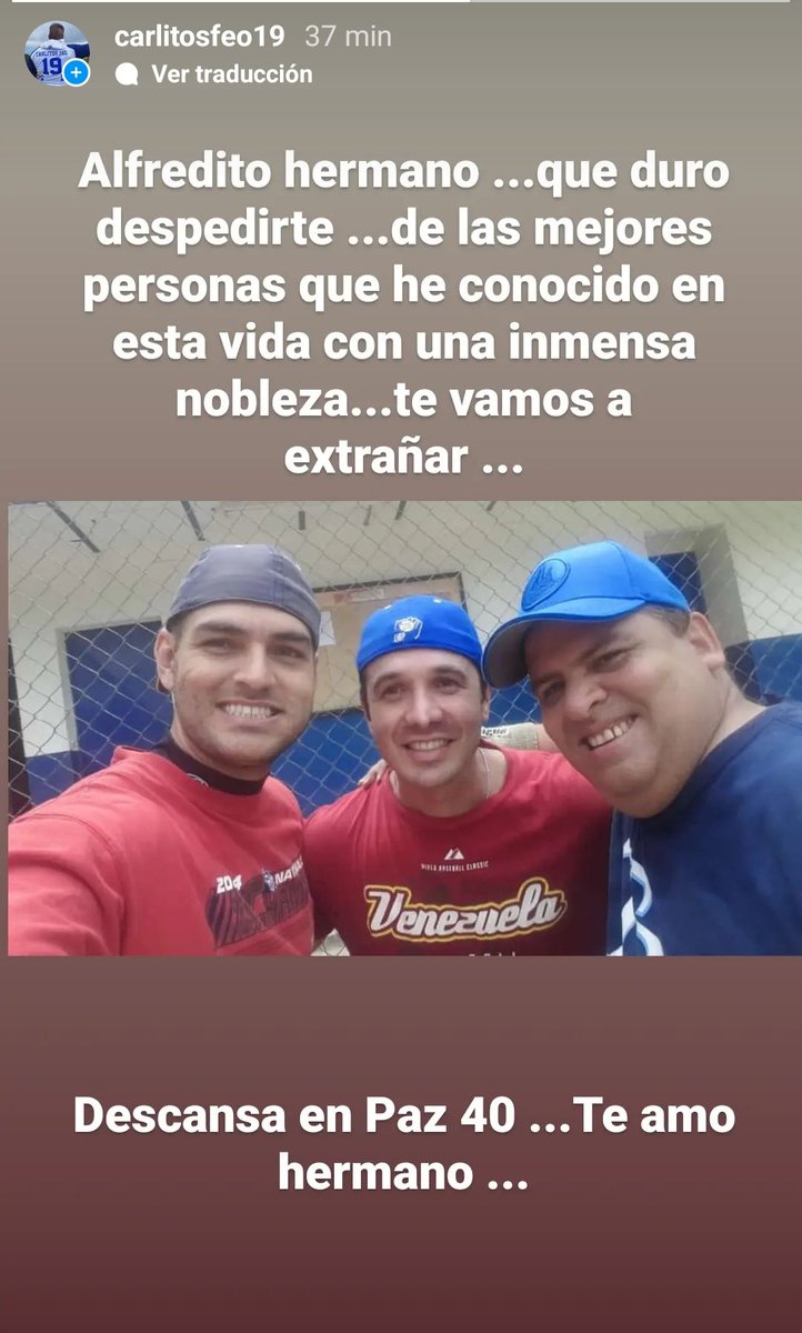 carlitosfeo19's tweet photo. Estoy devastado...Alfredito mi querido Fortachón...una de las mejores personas que he conocido en esta vida con una Nobleza como nadie en este mundo ...este si fué el año de tus amados Tiburones hermano ...Te Voy a extrañar hermano...

Descansa en Paz 40...Te amo hermano https://t.co/QxYGtMrBIm