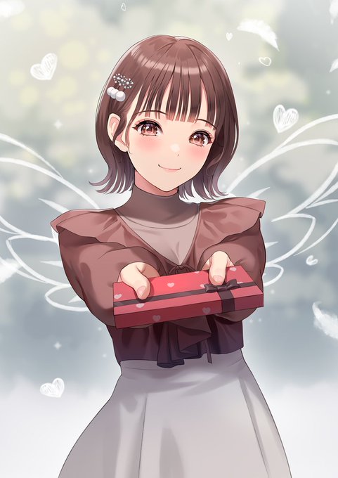 「brown hair holding gift」 illustration images(Latest)