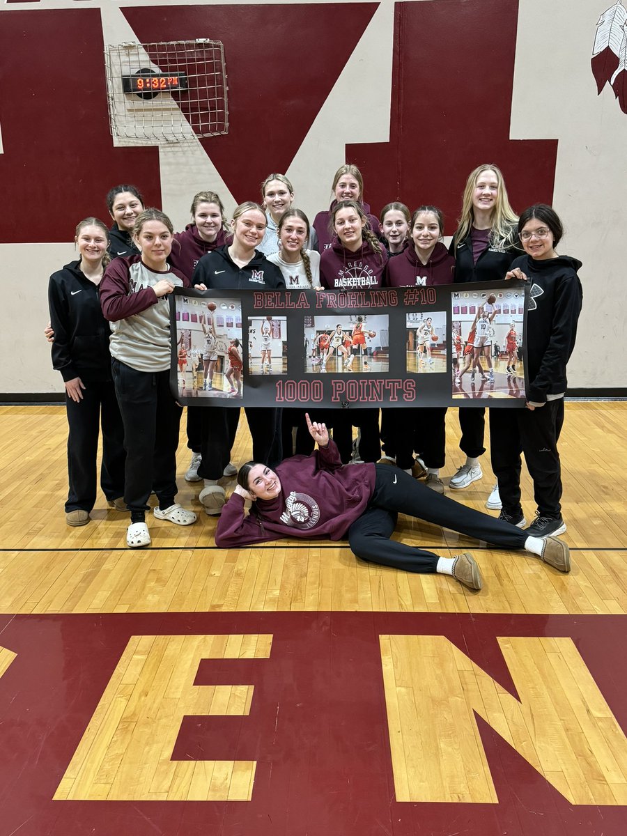 MarengoGBB's tweet photo. Congratulations to @bellafrohling for reaching 1,000 career points tonight!  No better way to end your senior year! 💪🏼🏀👏🏼😤 https://t.co/vugX2cDxfi