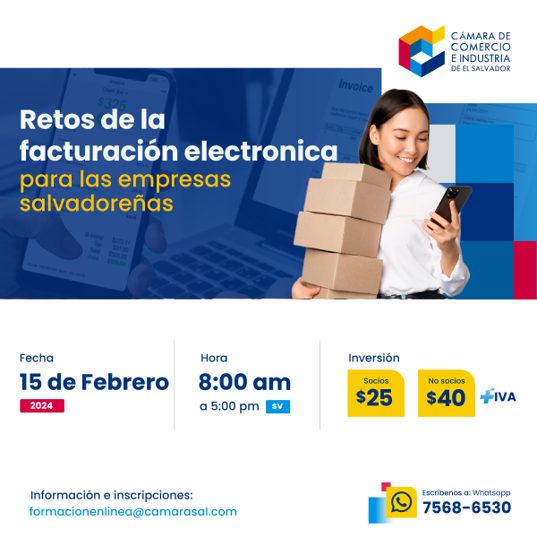 camarasal's tweet photo. ¿Te preguntas por dónde empezar con la #FacturaciónElectrónica?

Únete al seminario de #Camarasal y conoce los aspectos básicos y desafíos que enfrentarás en este cambio.

Información e inscripciones: 
formacionenlinea@camarasal.com o al #WhatsApp: 7568-6530 https://t.co/Tp8YmroV9d