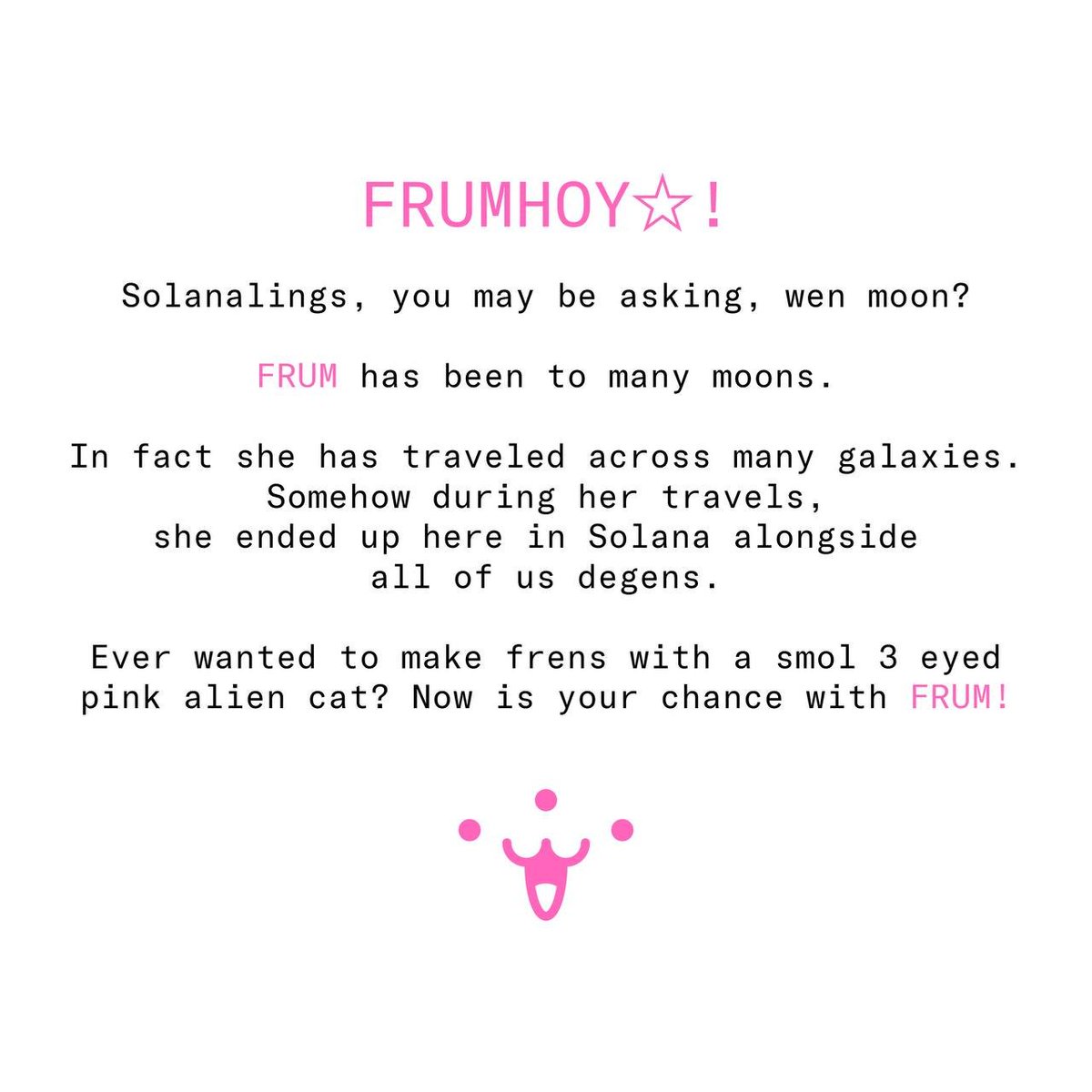 frumhoy's tweet photo. Frumhoy is now live! 

Her journey on solana starts now! 

Come see what this 3 eyed cat is made of (o,o,o)
TG: https://t.co/PhN2aj8vyG https://t.co/RdyHj3sHzr