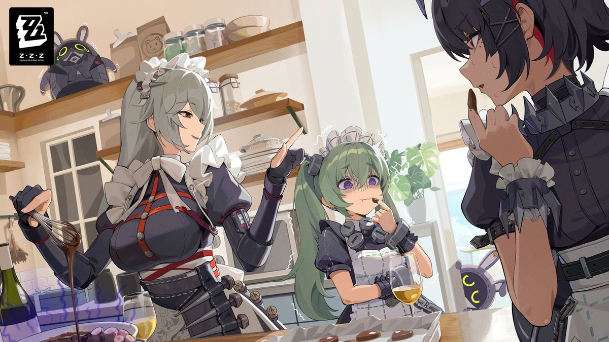 ZZZ_EN's tweet image. Heartfelt Bonds | Dear Proxies, Happy Valentine's Day!

"How does it taste, Corin? I got a little creative with the flavor this time."
"Urk—!!! I—I'll try my best to eat it..."
"Er... Maybe we should get some chocolate from 141. I heard it was on sale."

#zzzero #ValentinesDay