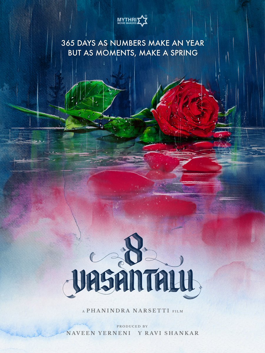#MythriMovieMakers announce a new #Telugu film with director #PhanindraNarsetti. Titled #8Vasantalu - a coming-of-age romance-drama that unfolds over a period of 8 years.

 👉The film is produced by #NaveenYerneni and #YRaviShankar