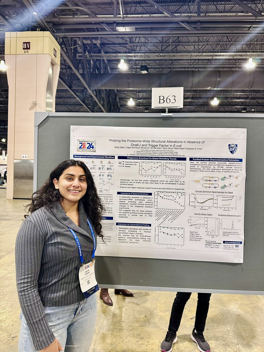 _divyayadav's tweet image. Grateful to have received a travel award to present my abstract at Biophysical society meeting in Philly! Had an amazing time sharing my insights on molecular chaperones and their role in folding of E. coli proteome!#BPS2024 #DiversityandInclusion #WomenInScience