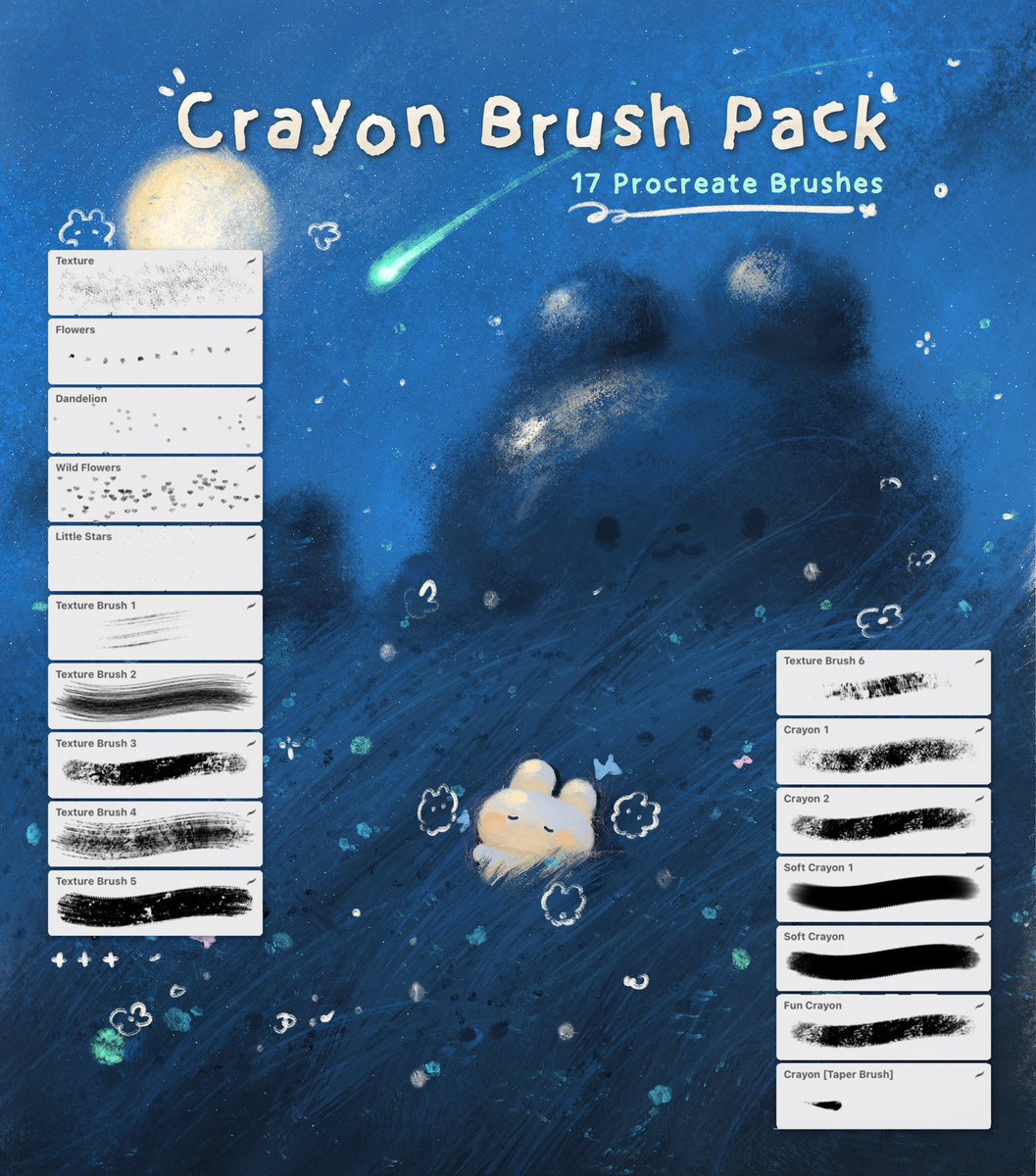 ☆⋆｡free crayon brush pack 𖦹°‧★