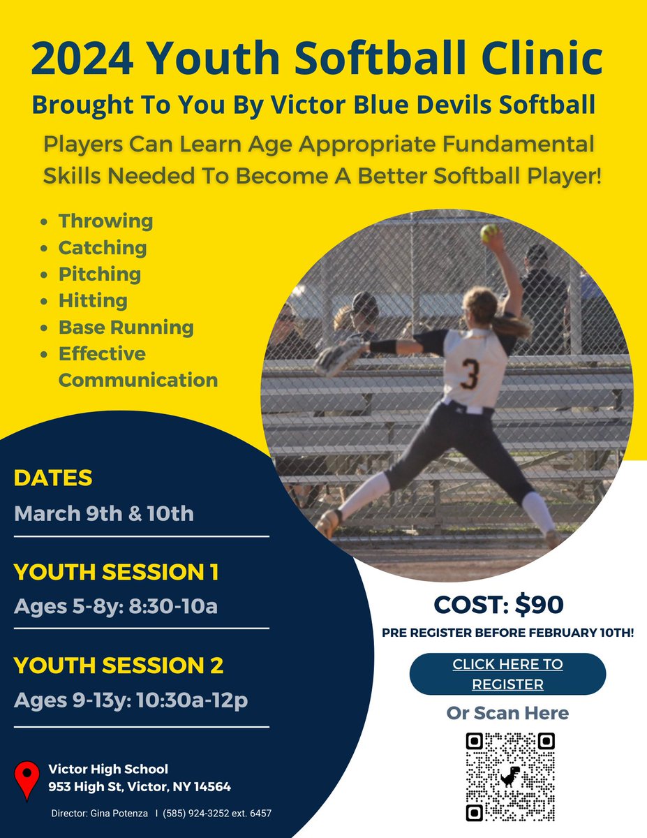 This clinic is open to all school districts, so if you have a softball player age 5-13 looking to learn some great skills - this is for them! Sign up today spots are filling fast! Pre-registration ends 2/17 for best price!