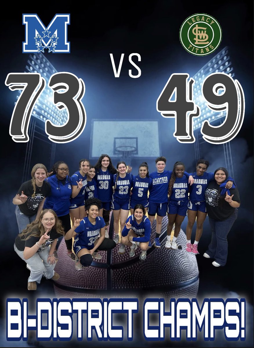 Way to go LADY BRAHMAS!!!! Big win in round 1 led by @lyahneira24 with 21 pts followed by @anayawmw 14pt and 5rbs. @2fast2five and @EllieLee12 both contributed 11 pts each and 8+ rbs. Keep it Up!🏀💙🏀
#Round2
#TeamWin
#Better2Gether
#BiDistrictChamps