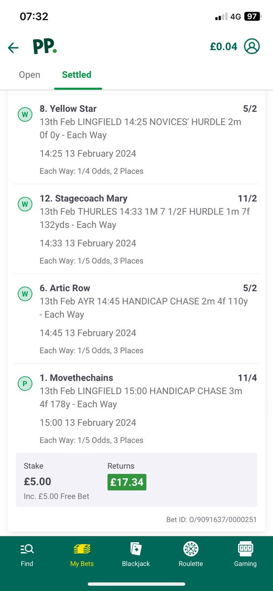 cebo86's tweet image. Anyone that’s clued up wi betting help me out here this was a £2.50 each way accumulator 3 winners n a place n got £17.34 is that right