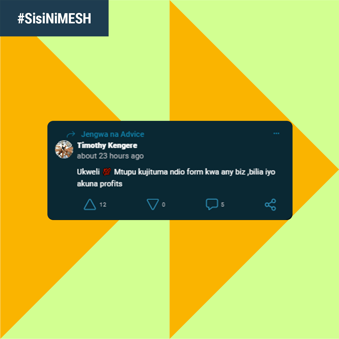 MESHLIFE254's tweet photo. Timothy anatushow kujituma is the most important thing kwa any biz
#Mesh #MeshLife #SisiNiMesh https://t.co/yITC13pbdl