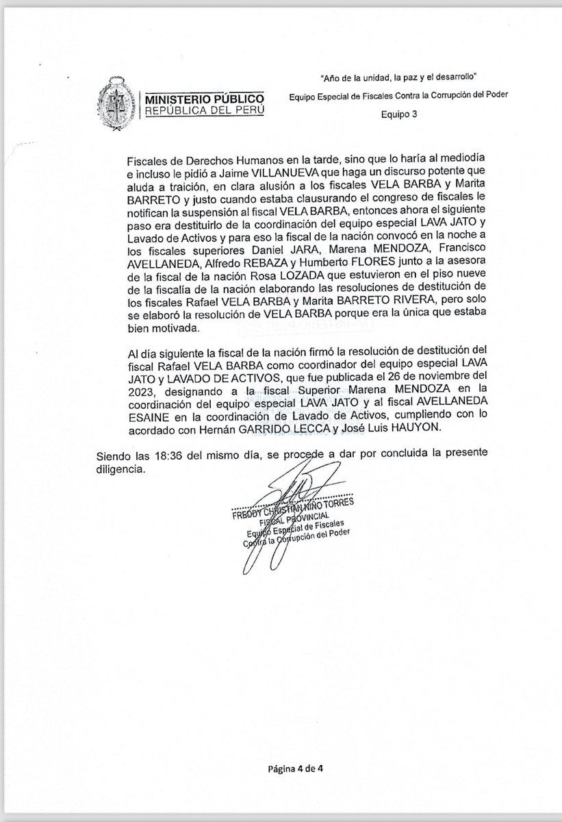 NicolasLucar's tweet photo. Lean esta declaración de Jaime Villanueva “El Filosofo” sobre como Patricia Benavides y cia. organizaron una operación para suspender a Rafael Vela y sacarlo de Lavajato y Lavado de Activos. Nadie habla de ella…cuando la lean entenderán porque https://t.co/PHMxtZDzfc