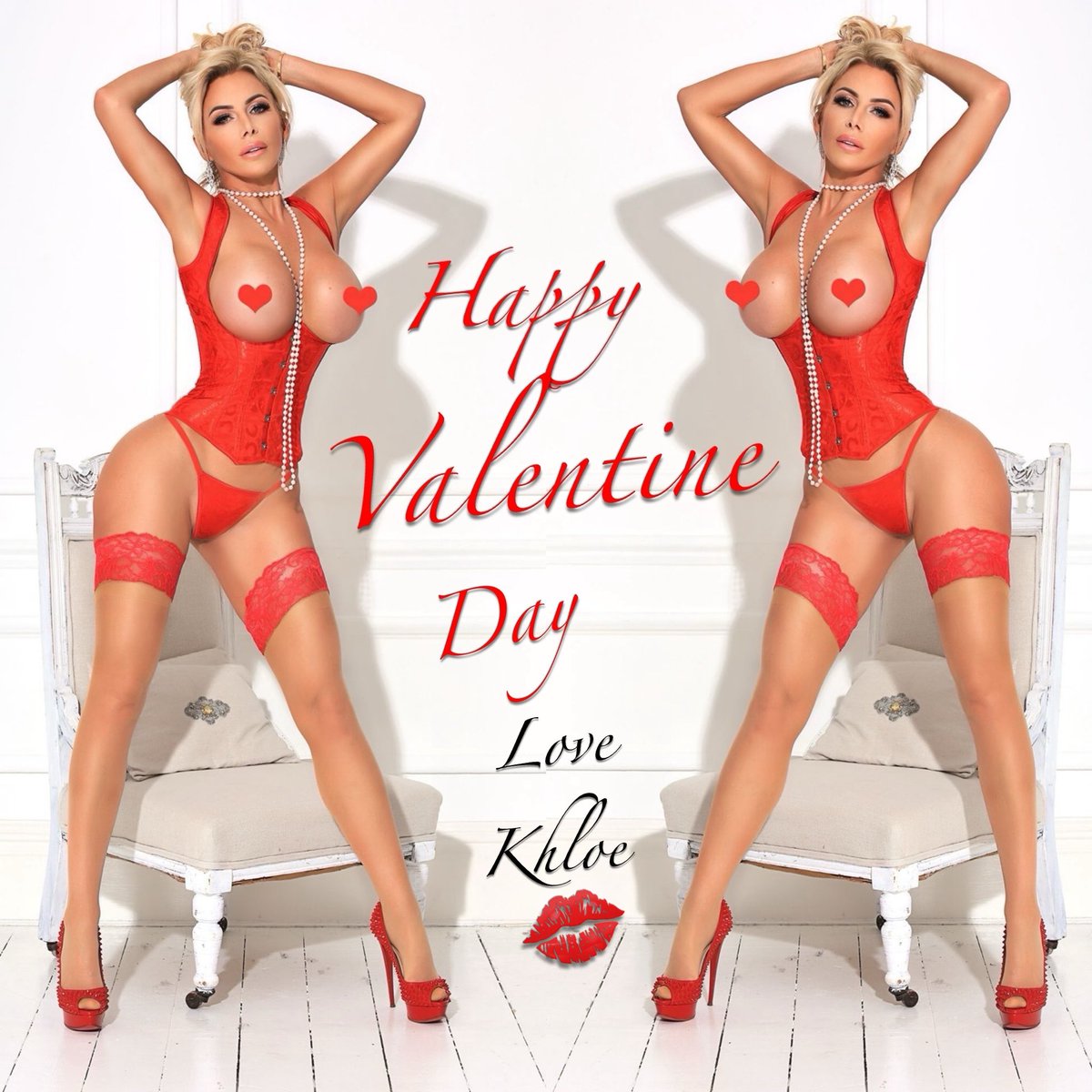 ❤️VALENTINE LOVE❤️ ✨BRING YOUR LIPS💋 TO MY LIPS💋✨ 📸@MikeCohenTOG Double trouble Khloe wishes everyone a sexy Valentine 😈❤️