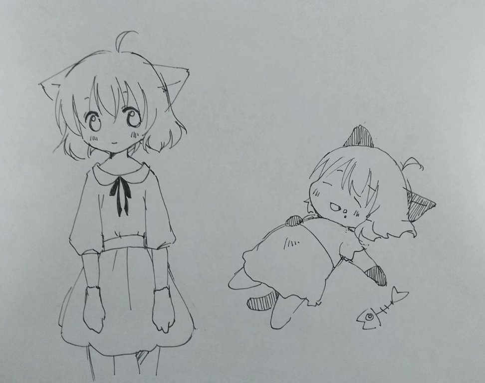 tdakak's tweet image. だいぶ前に書いたしんふぉにゃんがまた発掘された（描くたびに顔と等身が変わる） #symfony_ja