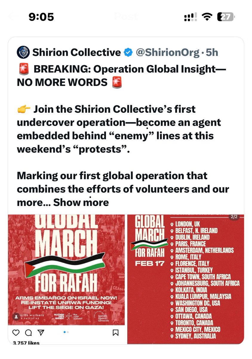 mishmishlish's tweet image. #Feb17FalseFlags Be forewarned, the Zionists are planning to infiltrate pro-Palestine marches worldwide, paying tools to act like Arabs and sympathizers, wearing keffiyas, trained by Mossad: