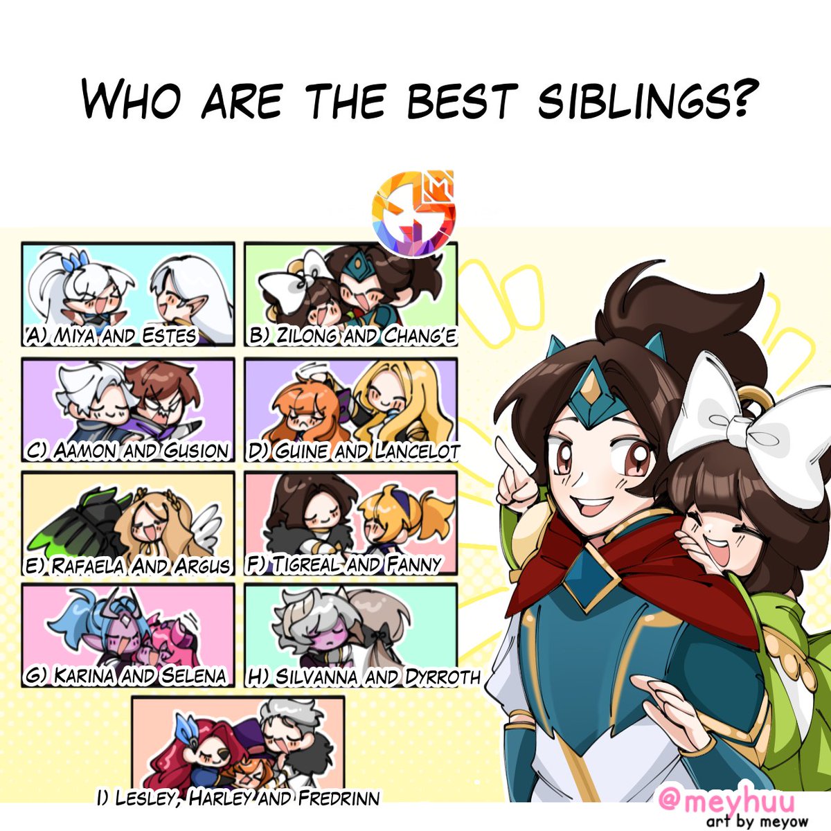 Who are the best siblings? 🤗

MGL Creator @meyhuu

#MobileLegendsBangBang #mglfanart #mglmlbb #mlbbmgl #mlbbfanart