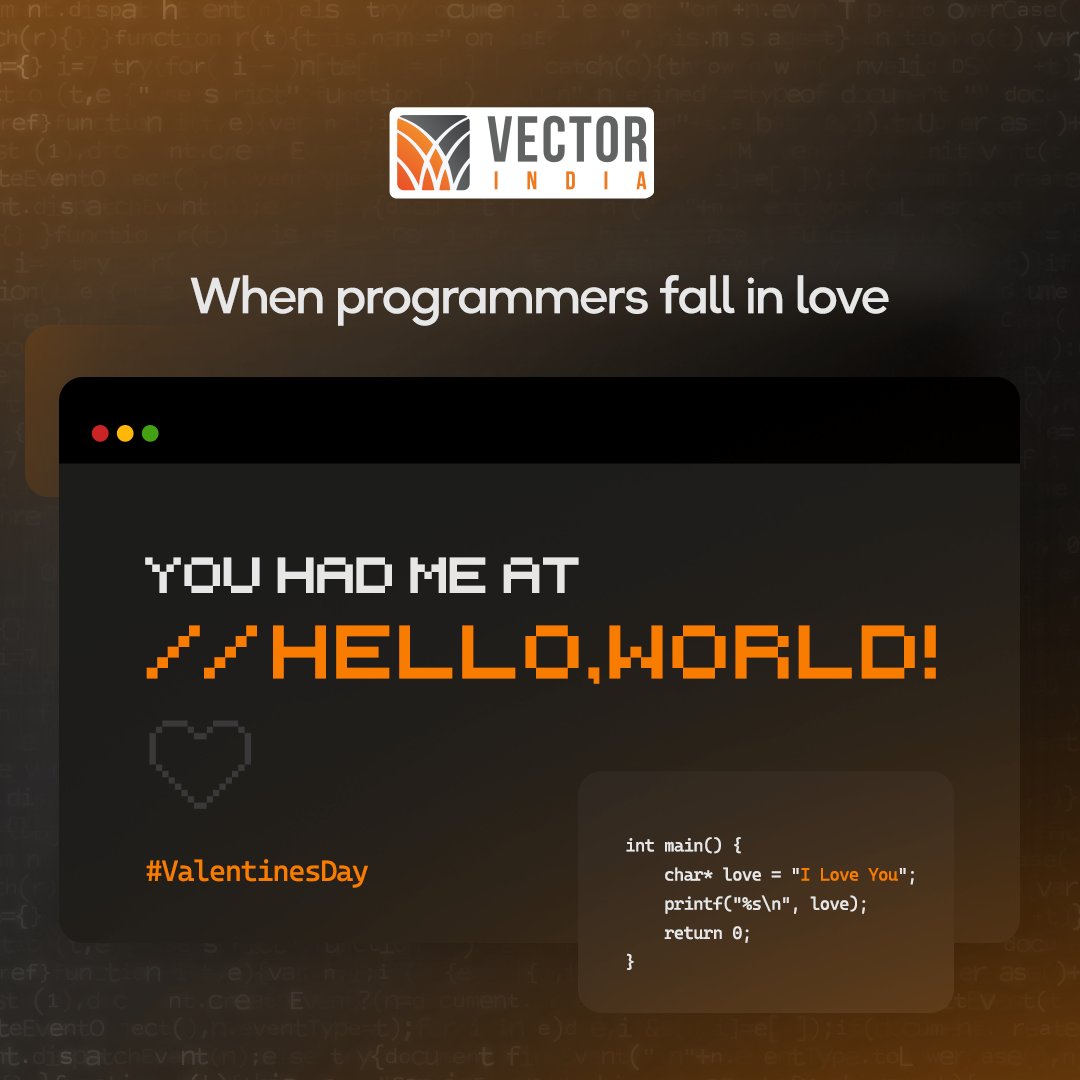 Vector_India's tweet image. We are engineers, creativity is embedded in us, and innovation is coded in us! Wishing all of you a Happy Valentine's Day.
#ValentinesDay #VectorIndia #EmbededSystems #FullStack #Coding #DayofLove #VectorIndiaInstitute