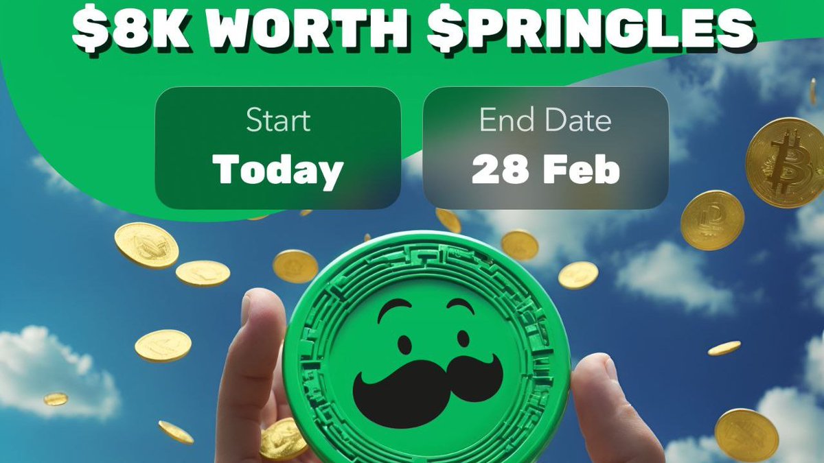 New airdrop: Pringles (PRINGLES)
Total Reward: $8,000 worth of tokens
Rate: ⭐️⭐️⭐️⭐️
Winners: 500 Random &amp; Top 50
Distribution: within 1 month after ends

Bot Airdrop Link: t.me/PringlesAirdro…

#Airdrop #Airdrops #Airdropinspector #ETH #Pringles #Memecoin #Memetoken