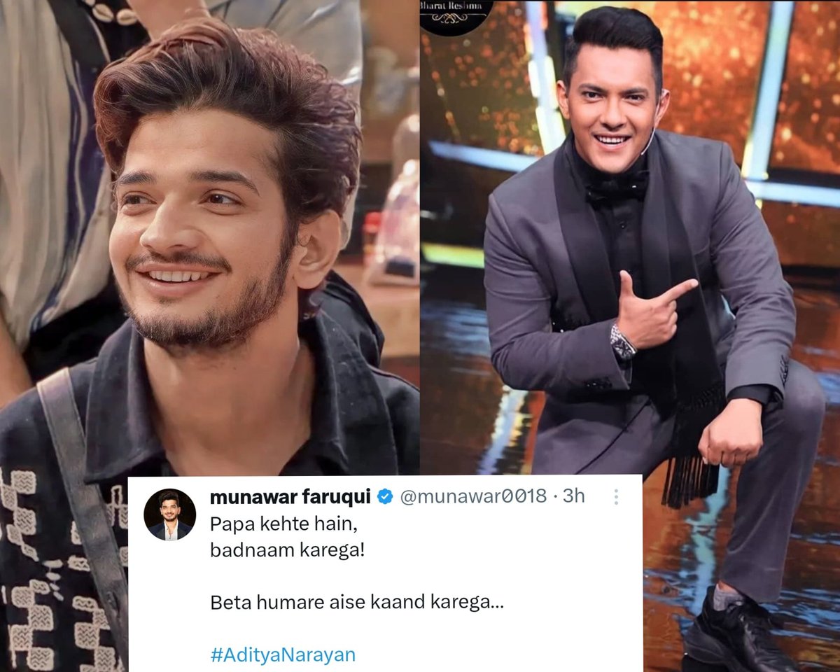#MunawarFaruqui takes a dig on #AdityaNarayan who recently misbaved with a fan and threw his phone away