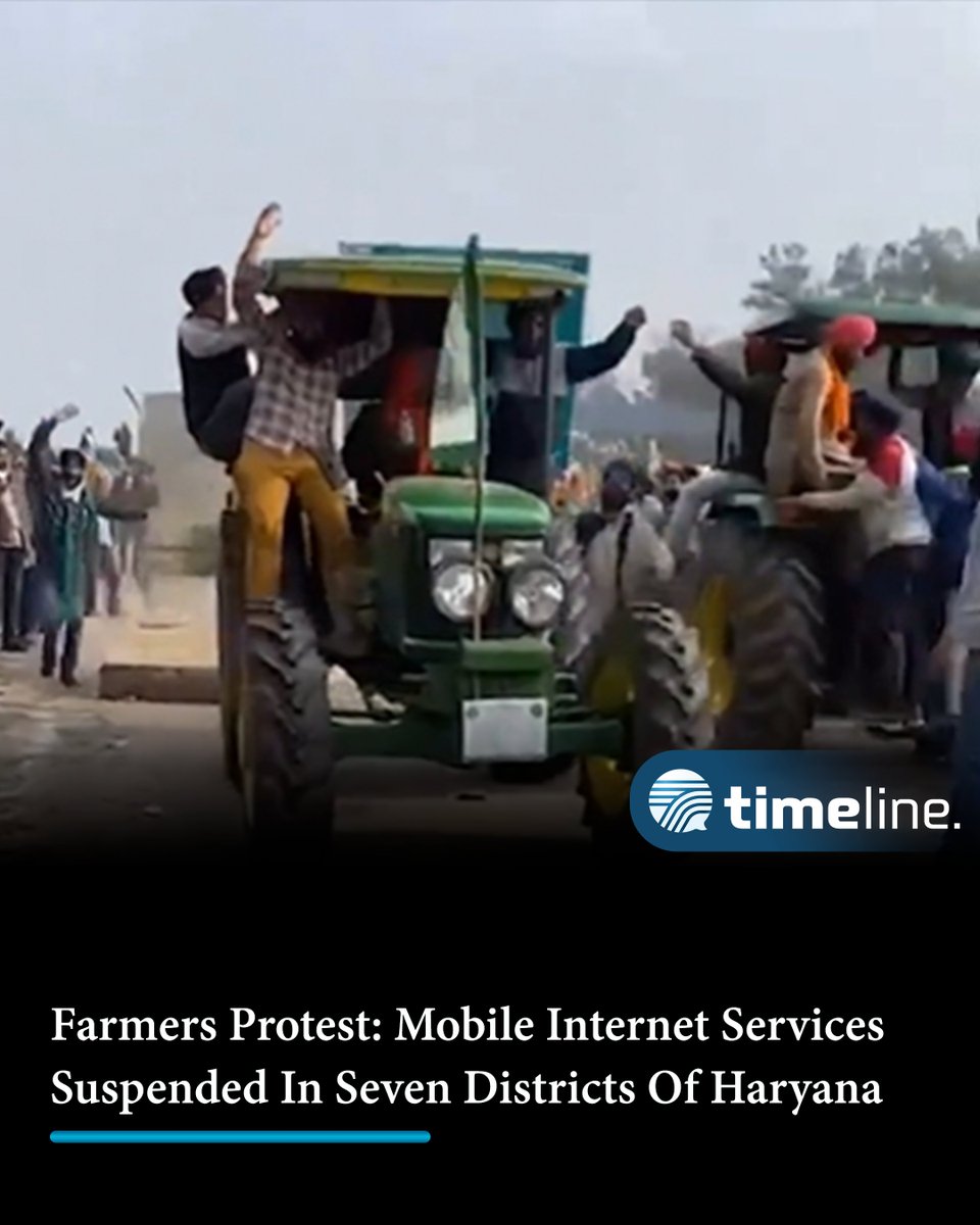 #FarmersProtest: Mobile #InternetServices Suspended In Seven Districts Of #Haryana

timelinedaily.com/india/farmers-…