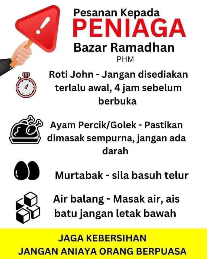 Pesanan kepada Peniaga Bazar Ramadan :

Ada lagi yang nak tambah?