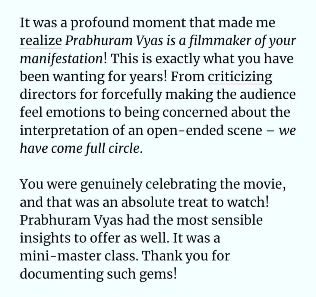 Got this lovely note from a longtime follower, sharing with permission. (The deep-dive interview is on @galattaplusoffl) #lover @Vyaaaas @Manikabali87 @srigouripriya @RSeanRoldan