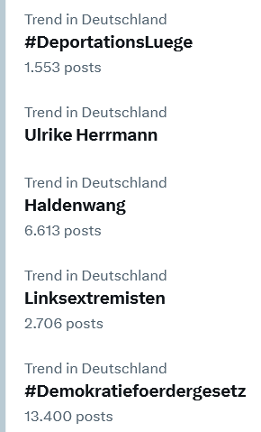 Wow, #DeportationsLuege trendet tatsächlich. Helfen Sie mit, denn in den Leitmedien kommt dazu nichts.