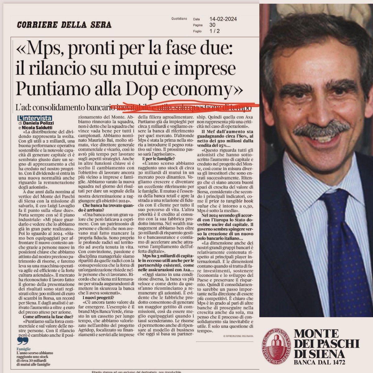 #Dopeconomy #BancaMps #qualivita #Mps anche le banche devono sostenere la crescita delle #Pmi agroalimentari in questa fase bene #Lovaglio con <a href="/Banca_MPS/">Banca MPS</a> e <a href="/fqualivita/">Fondazione Qualivita</a>