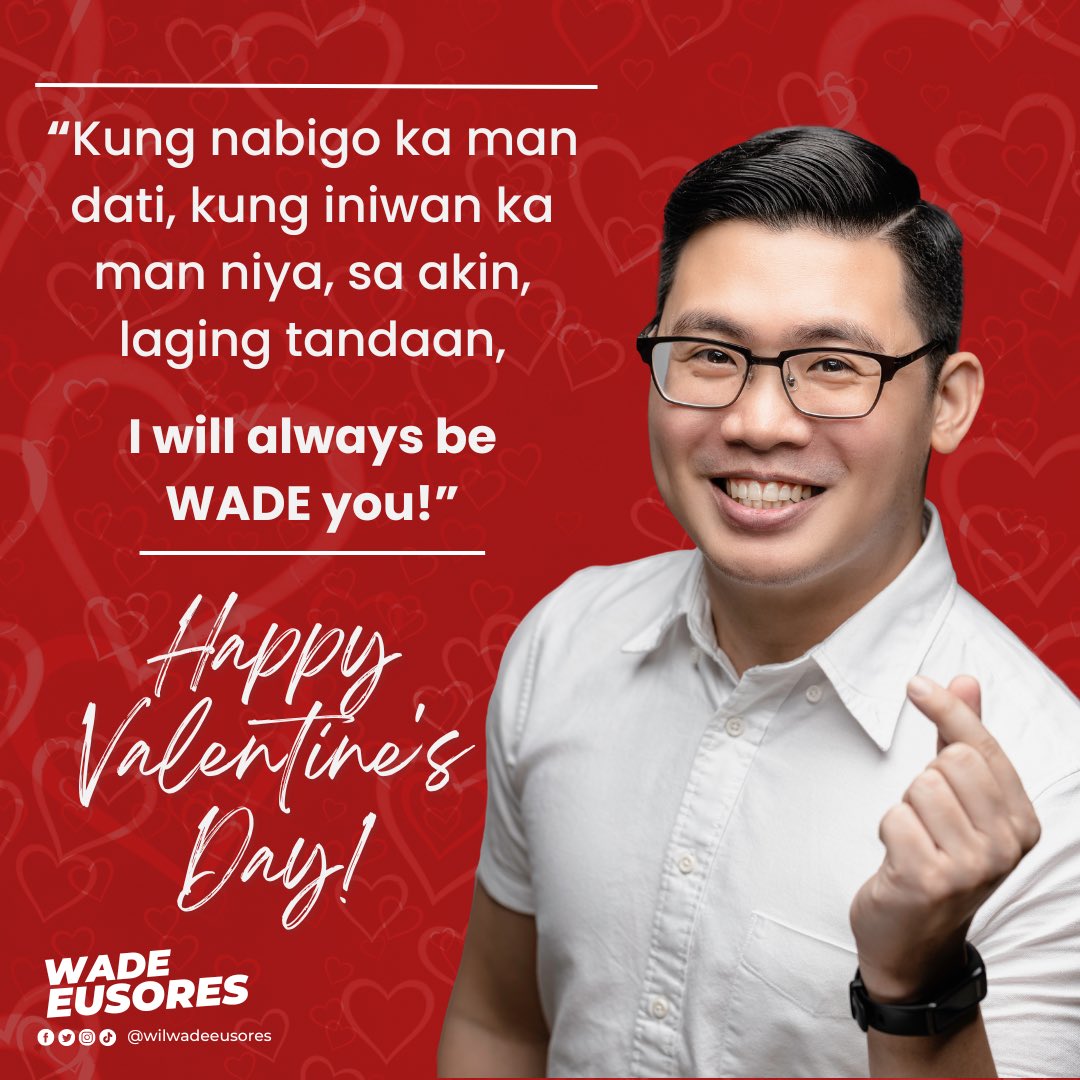 wadeeusores's tweet photo. Siyempre sa atin, walang iwanan, tuloy-tuloy lang. I will always be WADE you. Happy Valentines po sa ating lahat!
#iftheresaWILtheresaWADE #WEcandoit #valentines https://t.co/FzSRBAcDoz