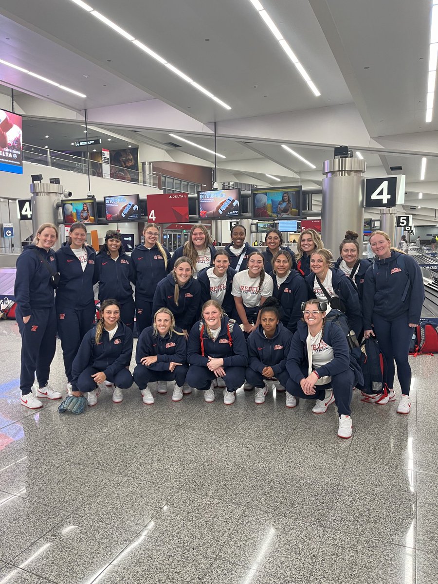36 hours & counting. 4 time zones. Two nights in hotels. 60 lost bags, & still going strong!! Pretty good (& entertaining) group to be on this journey with💙❤️ @OleMissSoftball⁩ this is going to be one heck of a story🦈 #TheBestIsYetToCome #ItsAMindset #STF #STS #EarnIt