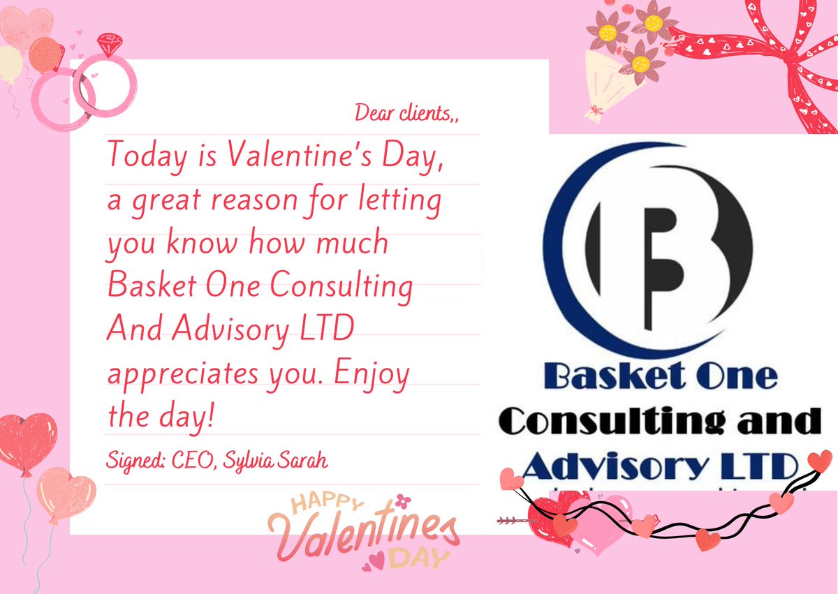 Today is Valentine’s Day, a great reason for letting you know how much Basket One Consulting And Advisory LTD appreciates you. Enjoy the day! #HappyValentinesDay #happyvalentinesday2024 #HappyValentine #MensConference2024