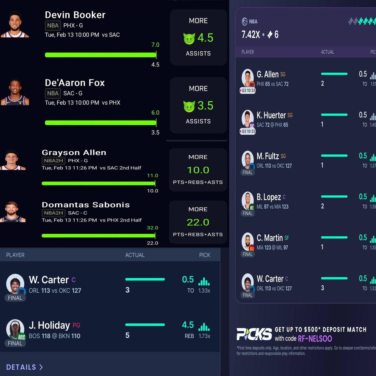 AcesProp's tweet image. Nice day thanks to the @BaneSquad_ #SpaceTalk @waveswizdom @ajbets_ @SubZero_Picks 
All props fully researched using @OutlierDotBet best investment I’ve made on this journey 

#Gambling #GamblingTwitter #GamblingX #GamblingCommunity #DFS #PrizePicks #Sleeper #HardrockBet