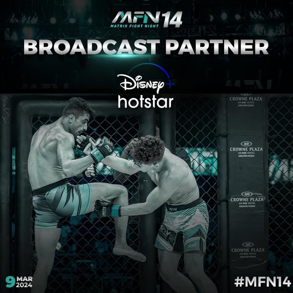 Abdulba74594233's tweet photo. Presenting our broadcast partner Disney+ Hotstar 💪🏻

See you on 9th March #GetReadytoFight 🎶 🥊

#mfn #mfn14 #matrixfightnight #mma #mixedmartialarts #noida #hotstar #disneyplushotstar https://t.co/iSqpXTKFfC