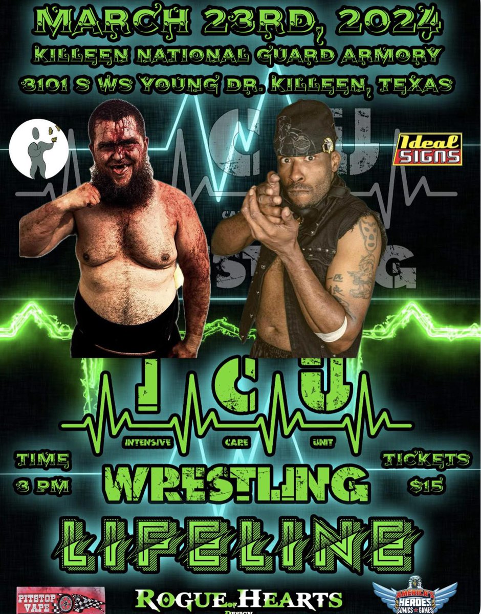 #killeenTx are you ready for more #ICUWrestling are you ready for the Strangler from Oklahoma to face the Concret Dragon!!!!!!!! #centraltx #centraltxwrestling #texasprowrestling