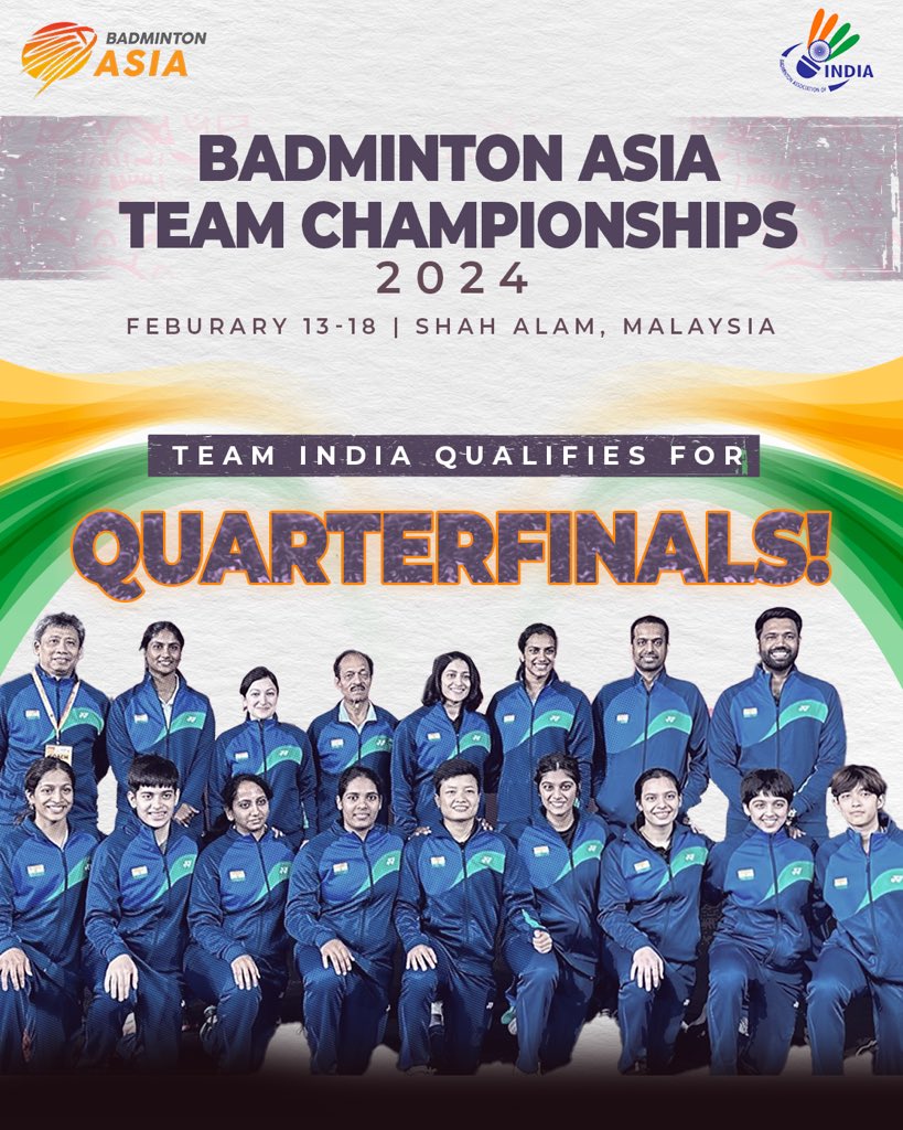 We enter quarterfinals as table toppers after beating 🇨🇳 3-2, let that sink in 🔥 Proud of you girls, keep it up! 👊 #BATC2024 #TeamIndia #IndiaontheRise #Badminton