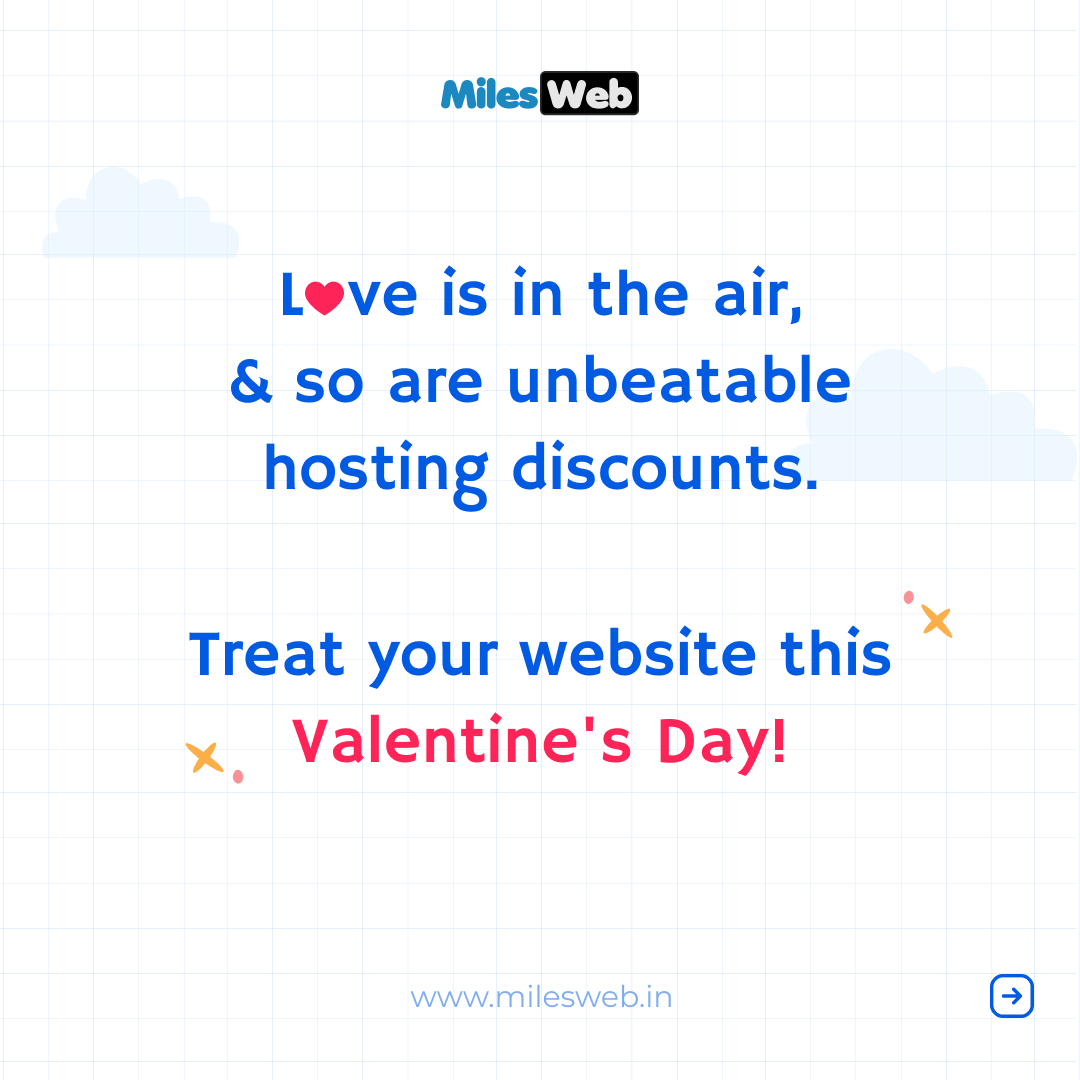 MilesWeb's tweet photo. This #Valentine's Day, let your website feel the love with #hosting that steals your heart! ❤

🌐 Unlock the power of our special deals and watch your online presence blossom into something truly extraordinary!

 #valentinesday #happyvalentinesday #websitehosting #milesweb #webhostingcompany #webhostingprovider #webhostingservice #gifts #february  #offer  #digitalmarketing #business #marketing #technology 
#webdesigner #website #vps #wordpresshosting #cloudhosting #sharedhosting #ecommerce