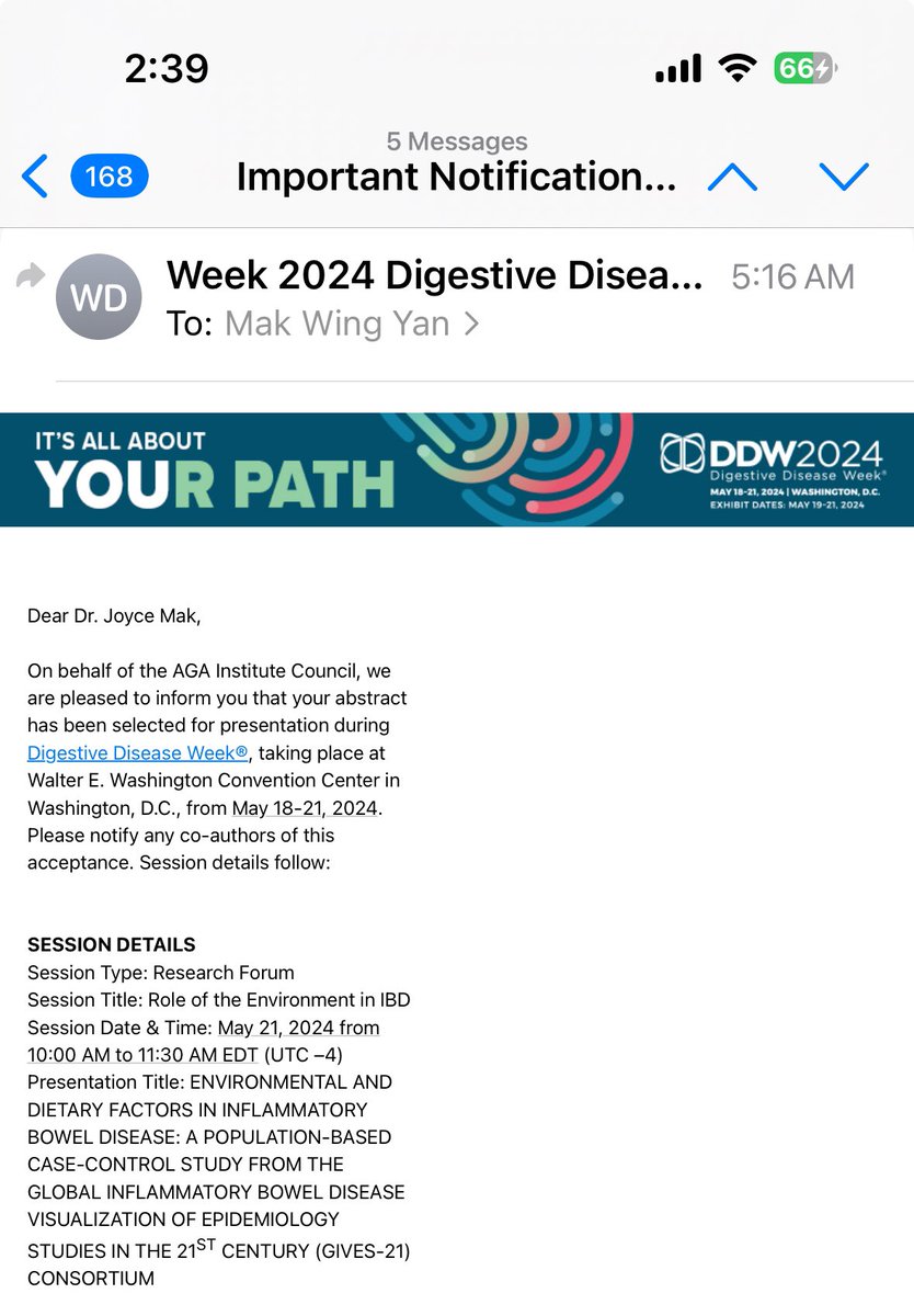 Am lucky enough to be selected for oral presentation at @DDWMeeting . Thanks all collaborators from the @IBD_GIVES21 consortium for their continuous support in this project. Looking forward to meet you all in Washington DC ! @Siew_C_Ng @CUHKMedicine @gilkaplan