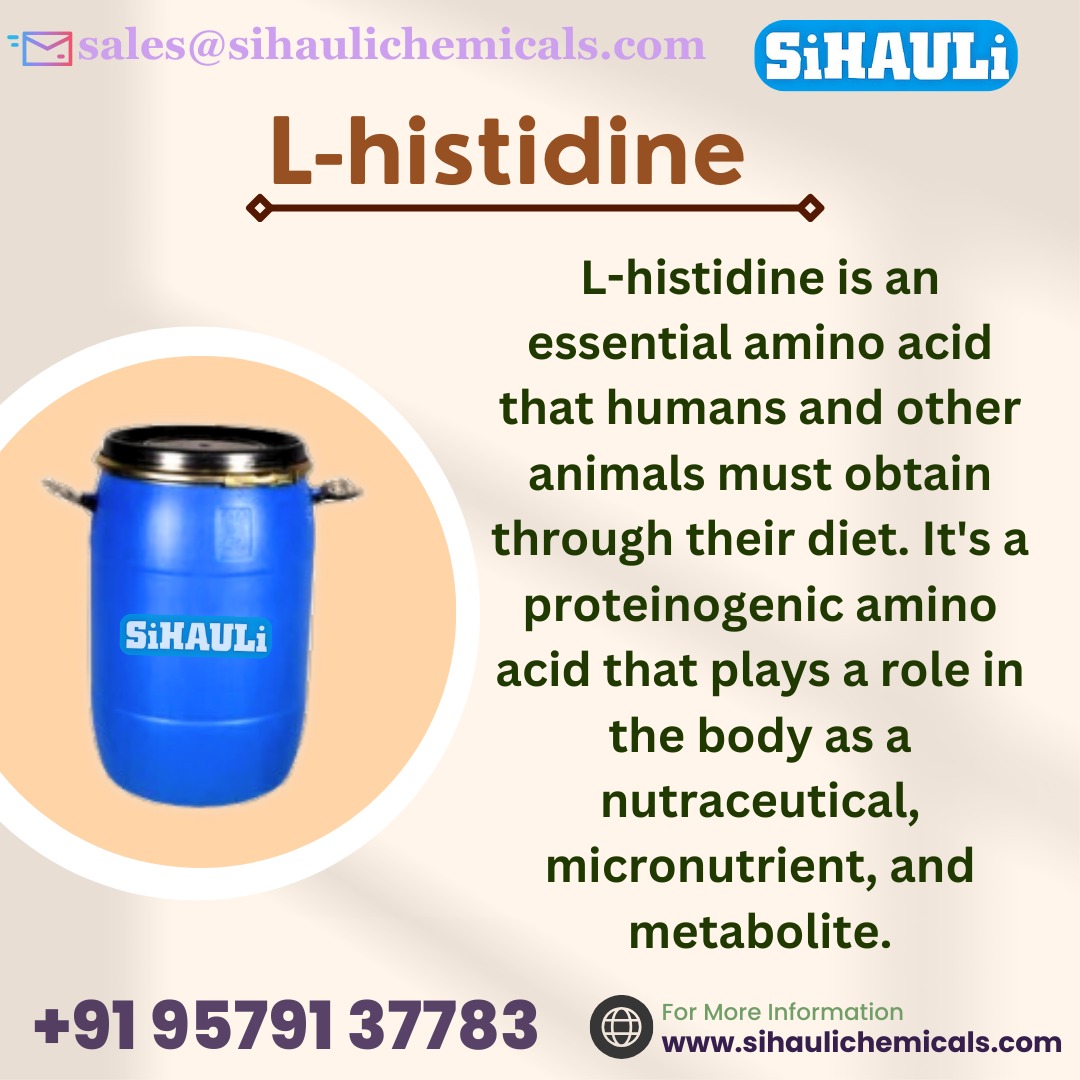 Histidine is an essential amino acid that is used in the biosynthesis of proteins.
.
#Histidine #chloride #acid #injection #oxide, #acid #sulfate #chemicals #usa #acid #sihaulichemicals #export #import #uses #chemical #chemicalreels #chemicalpeels #indiamart #ɪɴsᴛᴀʀᴇᴇʟs