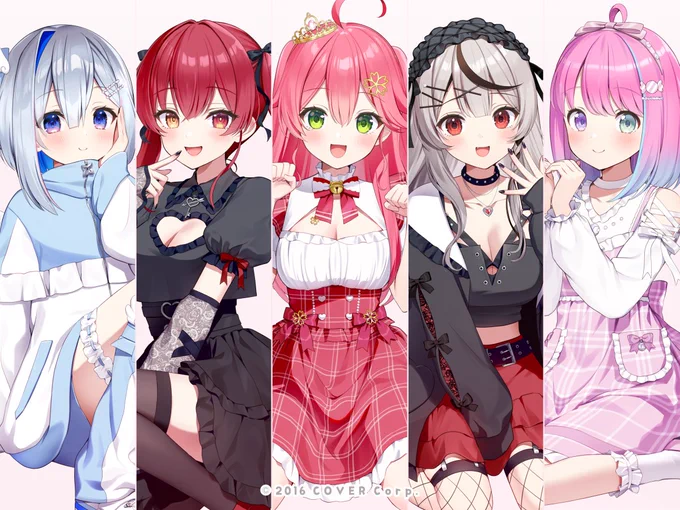 さくらみこ×宝鐘マリン×天音かなた×沙花叉クロヱ×姫森ルーナ(敬称略)『ハピチョコ』歌ってみたイラスト描かせていただきましたよろしくお願いします! 
